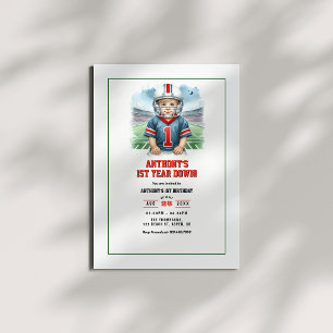First Year Down Football 1. Geburtstagsfeier Einladung