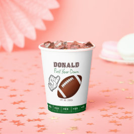 First Year Down Football Birthday  Pappbecher