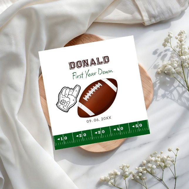 First Year Down Football Birthday  Serviette (Von Creator hochgeladen)
