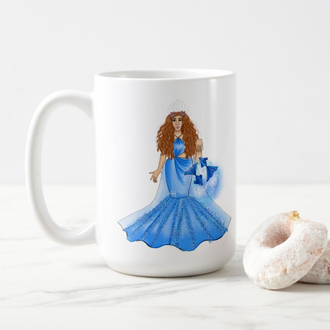 Fisces Goddess mit zwei Fish Individuelle Name Eig Kaffeetasse (Mit Donut)