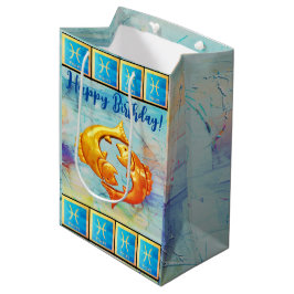 Fisces Happy Birthday - Medium Gift Bag Mittlere Geschenktüte