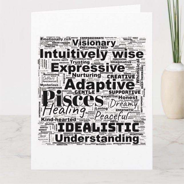 Fisces Word Cloud Zodiac Inspiration Karte (Vorderseite)