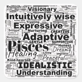 Fisces Word Cloud Zodiac Inspiration Quadratischer Aufkleber