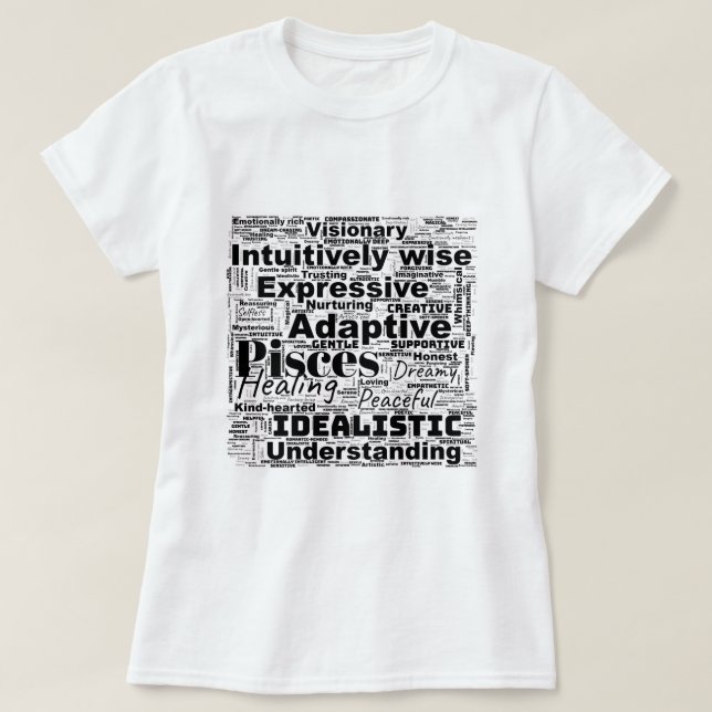 Fisces Word Cloud Zodiac Inspiration T - Shirt (Design vorne)