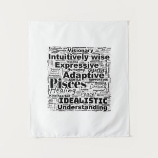 Fisces Word Cloud Zodiac Inspiration Tapestory Wandteppich