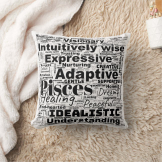 Fisces Word Cloud Zodiac Inspiration Throw Kissen