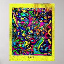 Fisch-Abstraktkunstposter 11 x 14