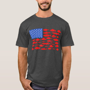Fisch American Flag Fishing 4. Juli Männer Frauen T-Shirt