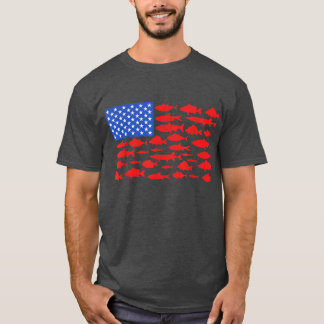 Fisch American Flag Fishing 4. Juli Männer Frauen T-Shirt