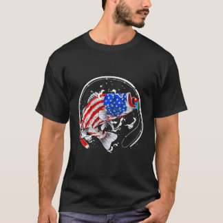 Fisch American Flag Vater Vater 4. T-Shirt