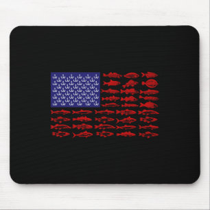 Fisch Amerikanische Flagge Patriotischer Angel 4. Mousepad