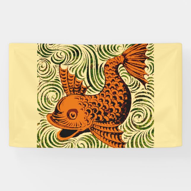 Fisch Antikes Tile Alte Kunst antiken Banner (Horizontal)