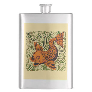 Fisch Antikes Tile Alte Kunst antiken Flachmann