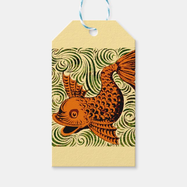 Fisch Antikes Tile Alte Kunst antiken Geschenkanhänger (Vorderseite)