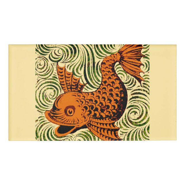 Fisch Antikes Tile Alte Kunst antiken Namenschild (Vorderseite)
