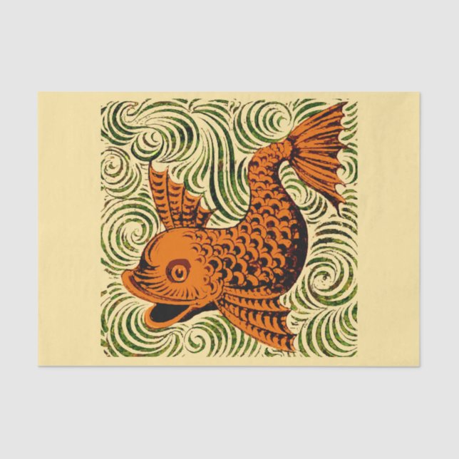Fisch Antikes Tile Alte Kunst antiken Seidenpapier (Vorderseite)