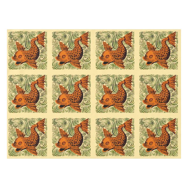 Fisch Antikes Tile Alte Kunst antiken Tischdecke (Vorderseite (Horizontal))
