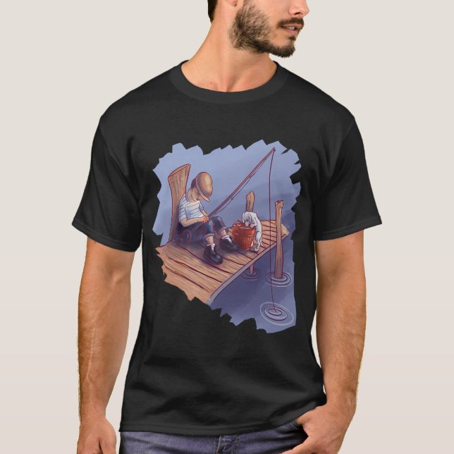 Fisch auf Bassfarbe T-Shirt (Vorderseite)