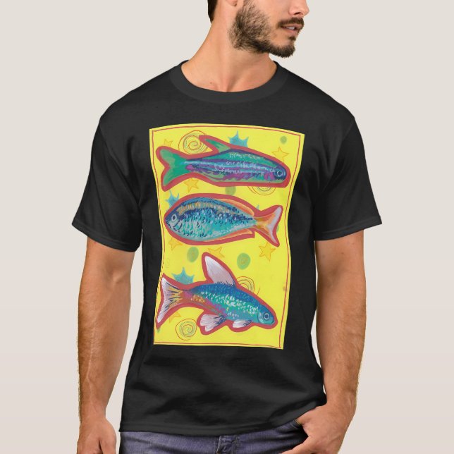 Fisch auf Gelb T-Shirt (Vorderseite)