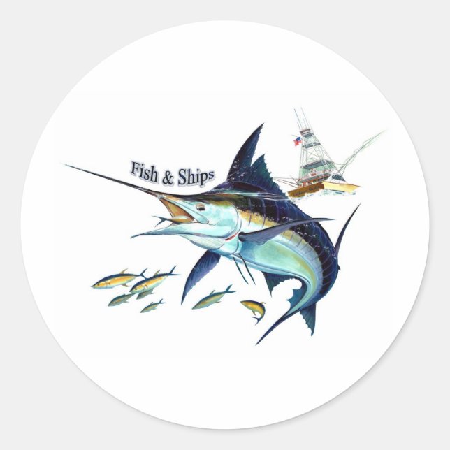 Fisch auf Schiffen Runder Aufkleber (Vorderseite)