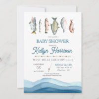 Fisch-Baby-Shower-Einladung, Angelsport-Baby-Showe