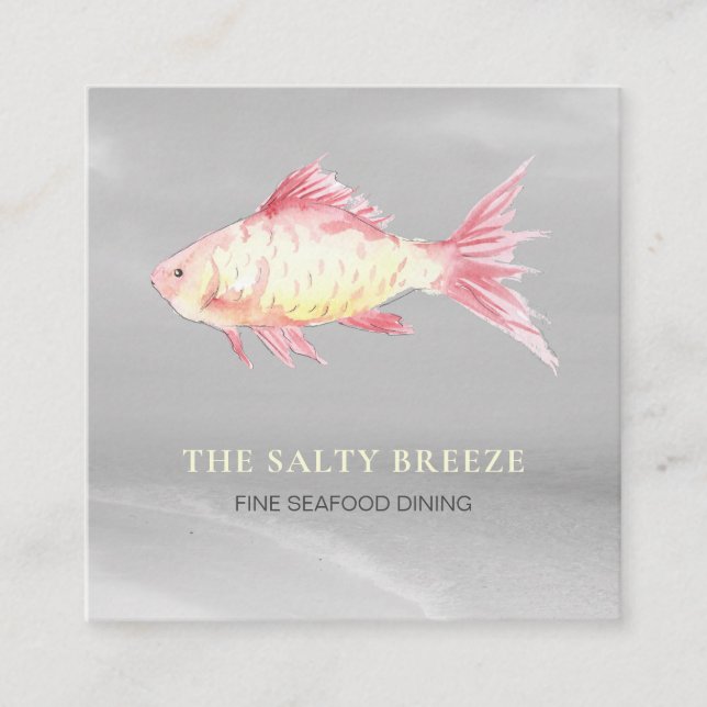 *~* Fisch Beach CORAL Sand Sea Dining Tropisch Quadratische Visitenkarte (Vorderseite)