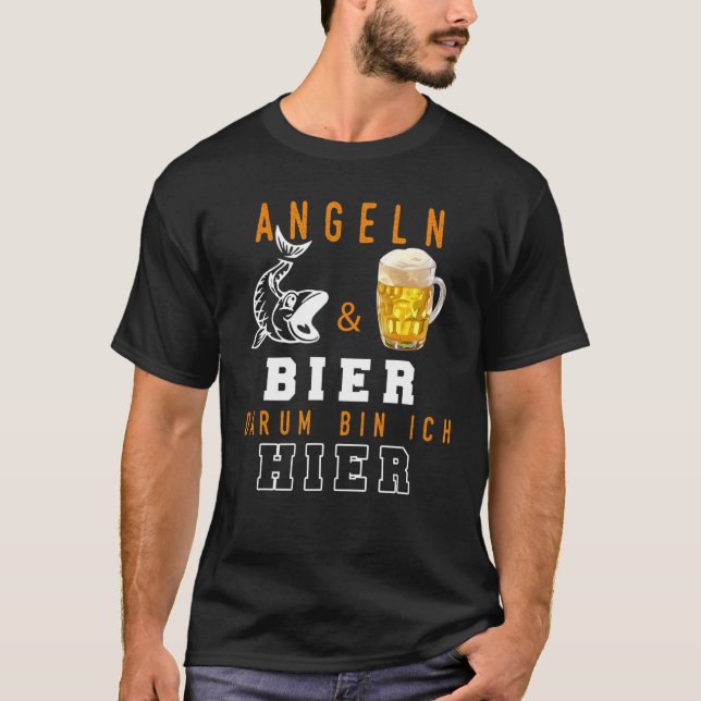 Fisch & Beer Bin Ich hier Angler Fische T-Shirt (Vorderseite)