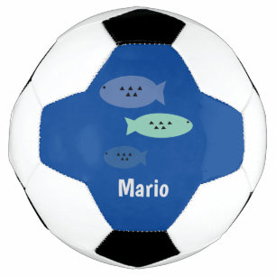 Fisch Blau  Monogramm Name   Fußball
