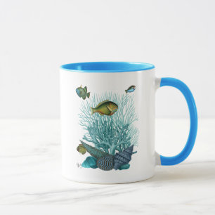 Fisch-blaue Muscheln und Korallen Tasse