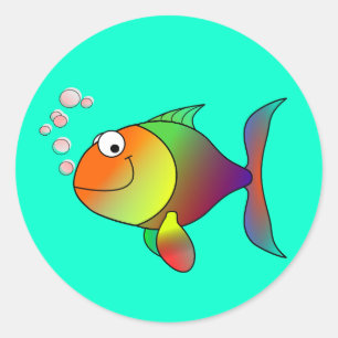 Fisch: Blühende Blasen Runder Aufkleber