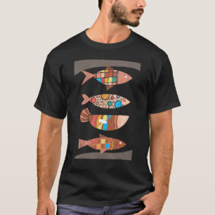 Fisch Bohemian Abstraktes Muster Mittel Jahrhunder T-Shirt