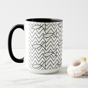 Fisch Chevron Streifen Geometrisches Muster Tasse