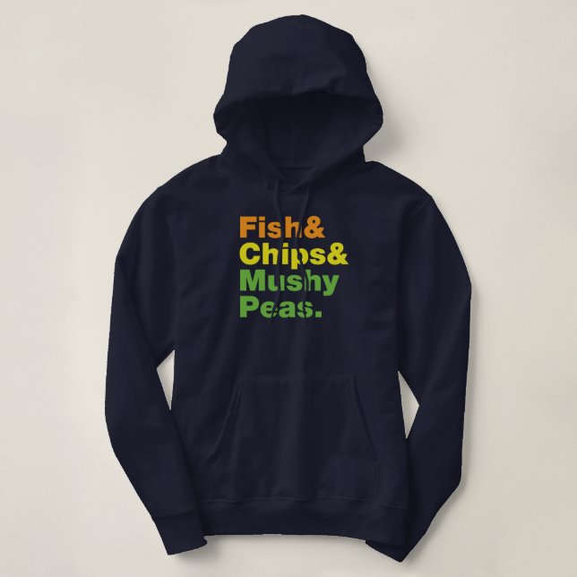 Fisch & Chips & Mushy Peas. Hoodie (Design vorne)
