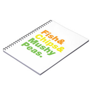 Fisch & Chips & Mushy Peas. Notizblock