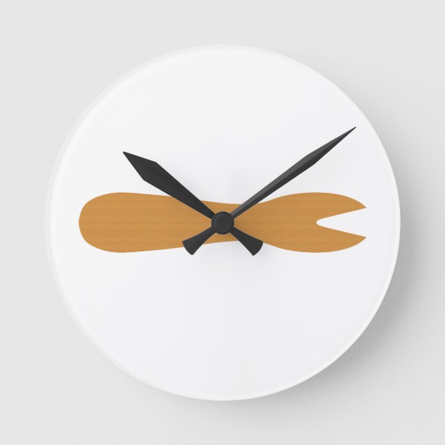 Fisch & Chips Shop Holzgabel Runde Wanduhr (Vorderseite)