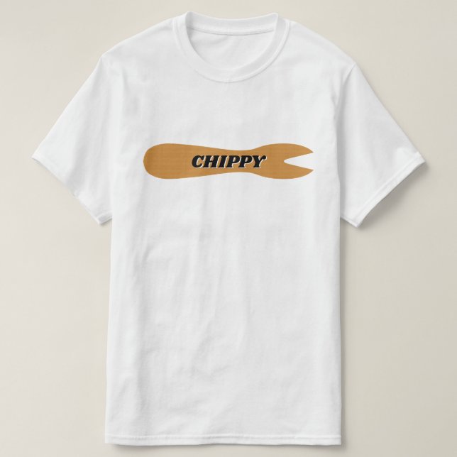 Fisch & Chips Shop Holzgabel T-Shirt (Design vorne)