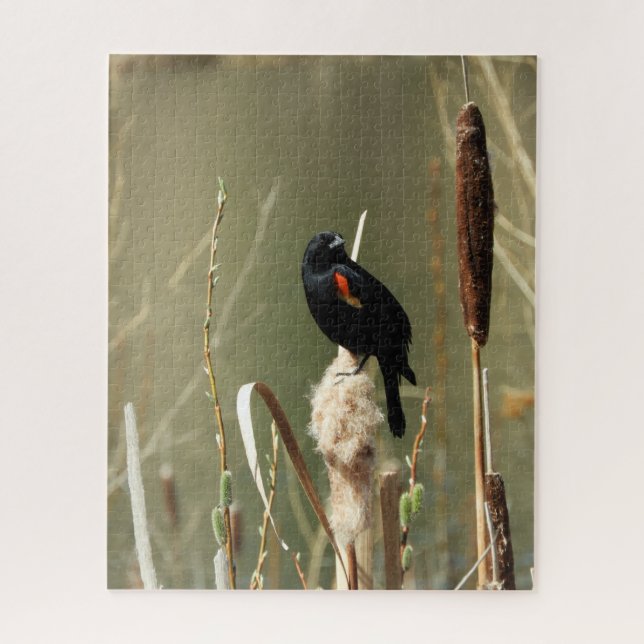Fisch Creek Red Wing Blackbird Jigaw Puzzle (Vertikal)