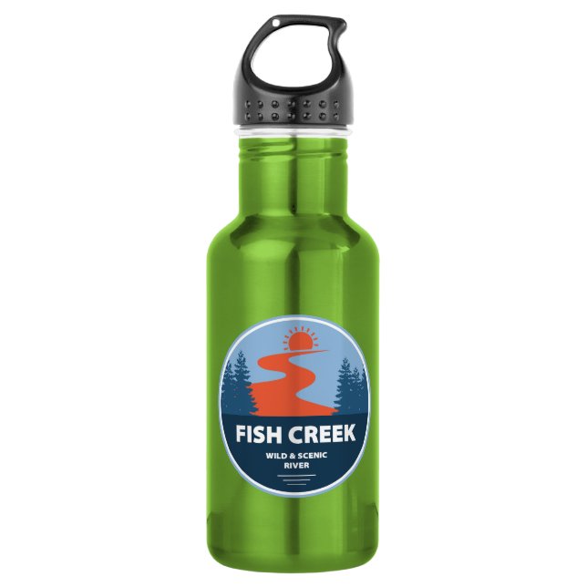 Fisch Creek Wild und Landschaftlicher Fluss Oregon Edelstahlflasche (Vorderseite)