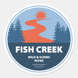 Fisch Creek Wild und Landschaftlicher Fluss Oregon Runder Aufkleber