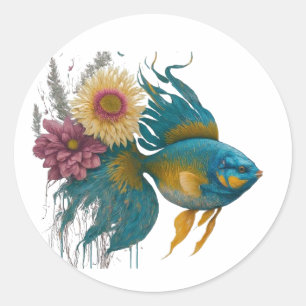 Fisch Das Symbol des Wohlstands mit einzigartigem Runder Aufkleber