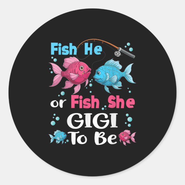 Fisch Er Oder Fisch Sie Geschlecht Enthüllung Fami Runder Aufkleber (Vorderseite)