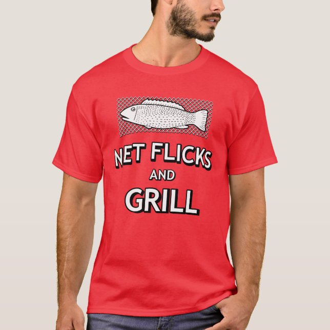 Fisch-Fangsaat-Netz-Fangparody T-Shirt (Vorderseite)