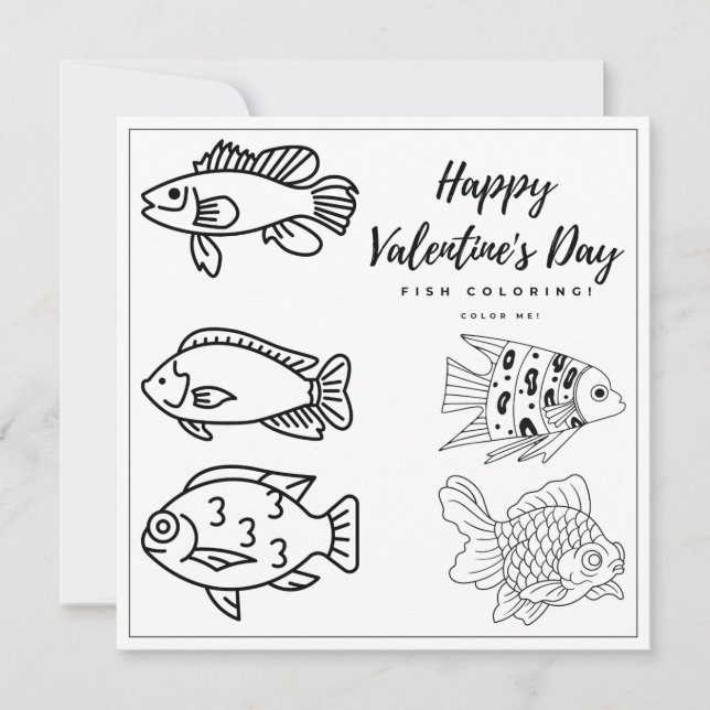 Fisch Färben Kids Karte Glücklichen Valentinstag (Vorderseite)