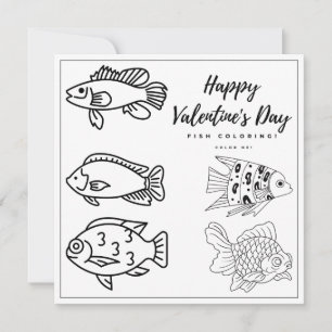 Fisch Färben Kids Karte Glücklichen Valentinstag