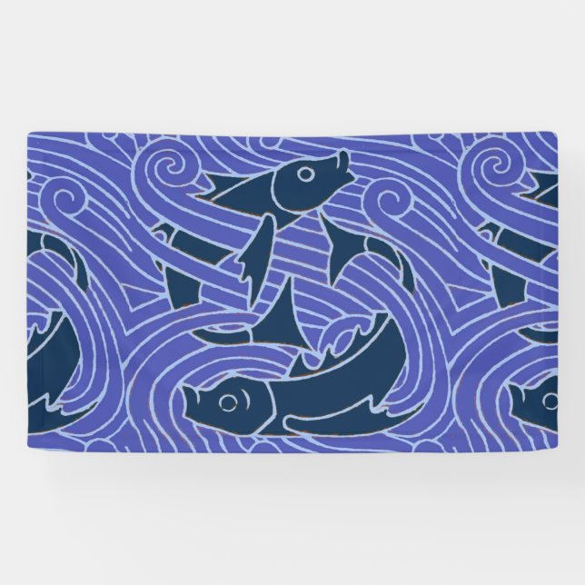 Fisch Fett Schwimmen Ozean Blauer Fischfang Banner (Horizontal)