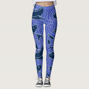 Fisch Fett Schwimmen Ozean Blauer Fischfang Leggings