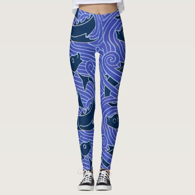 Fisch Fett Schwimmen Ozean Blauer Fischfang Leggings (Vorderseite)