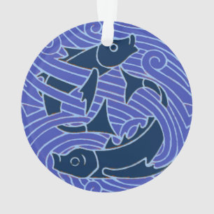 Fisch Fett Schwimmen Ozean Blauer Fischfang Ornament