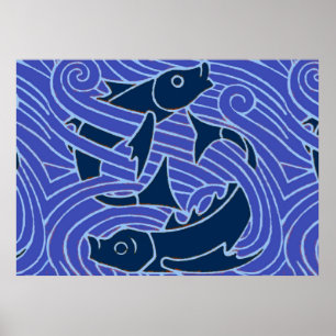 Fisch Fett Schwimmen Ozean Blauer Fischfang Poster