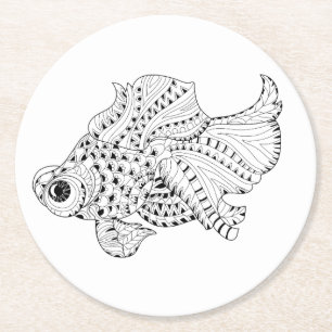 Fisch-Gekritzel Runder Pappuntersetzer